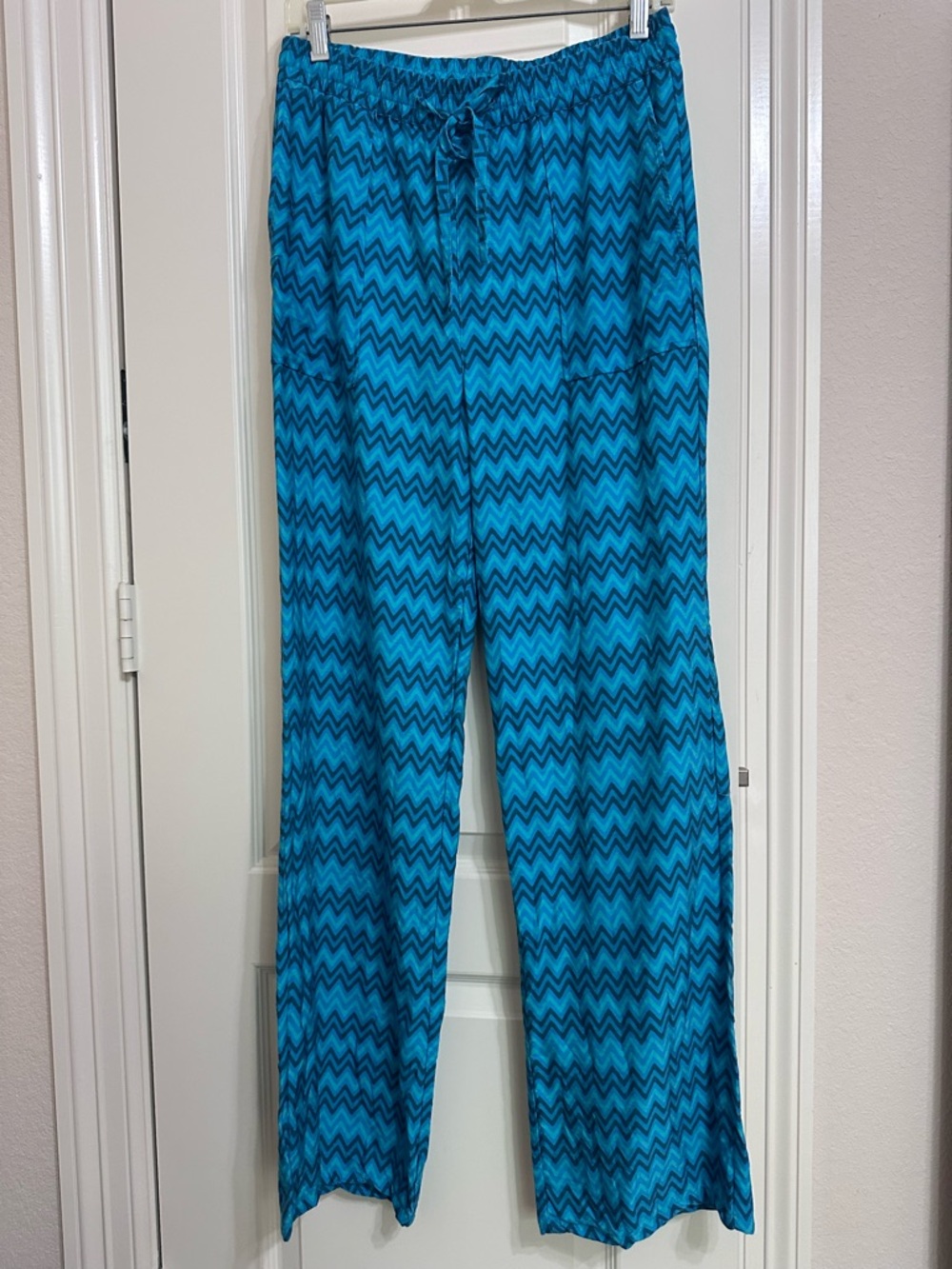 Tall Zara Blue Chevron Wide-Leg Lounge Pants with pockets